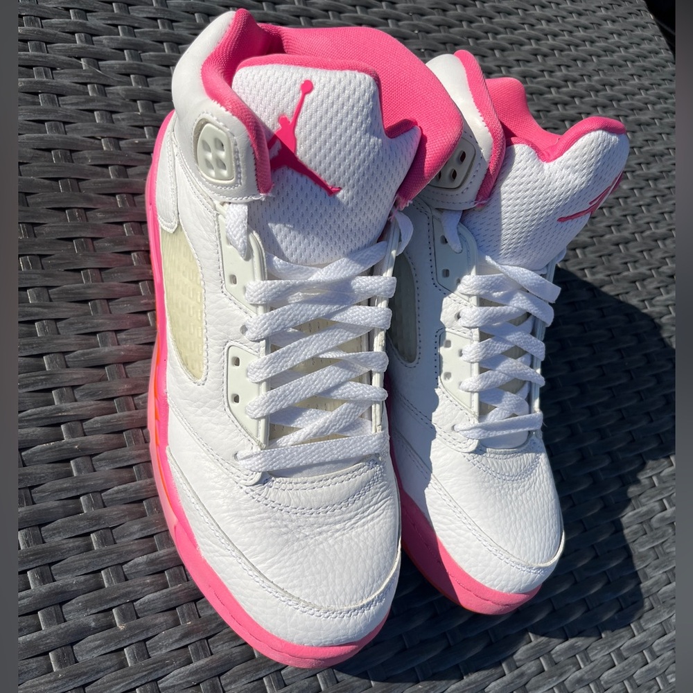 Jordan 5 Retro Kids White and Pink 6Y